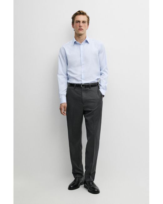 MASSIMO DUTTI Blue Slim Fit Micro-Check Tailored Fit Shirt for men