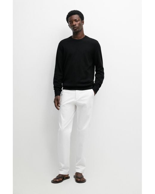 MASSIMO DUTTI Black Knit Cotton And Wool Sweater With Crew Neck for men