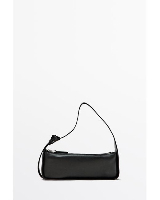 MASSIMO DUTTI Black Mini Leather Shoulder Bag