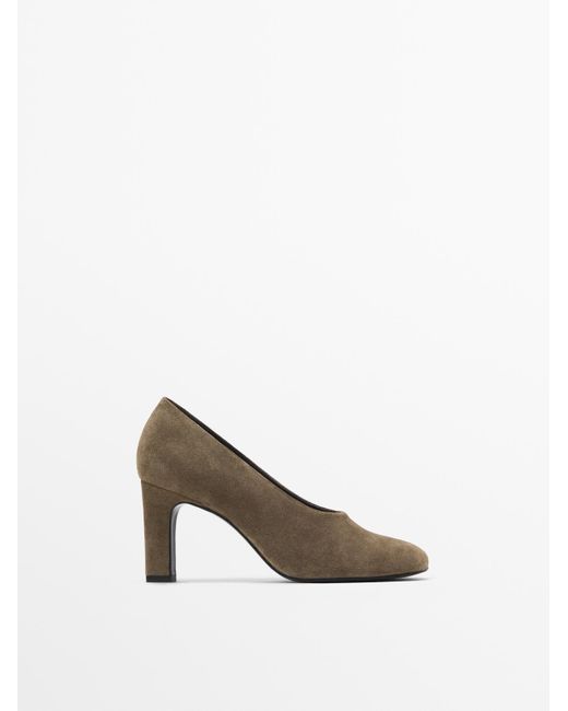 MASSIMO DUTTI Splitsuède Schoenen Met Hak in het White