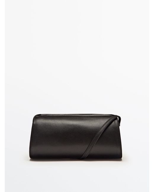 MASSIMO DUTTI Plain Leather Cylindrical Crossbody Bag in Black | Lyst