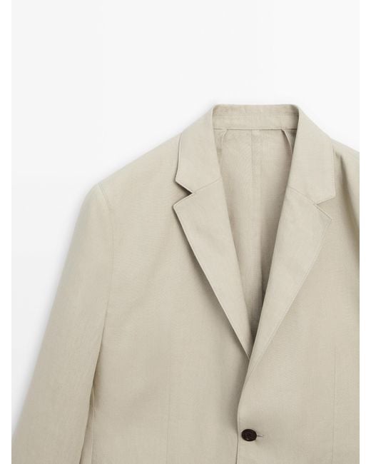 MASSIMO DUTTI White 100% Linen Suit Blazer for men
