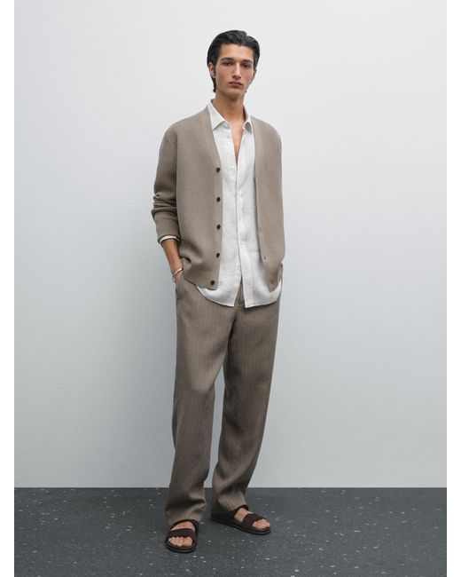 Cárdigan Punto 100% Algodón MASSIMO DUTTI de hombre de color Gray