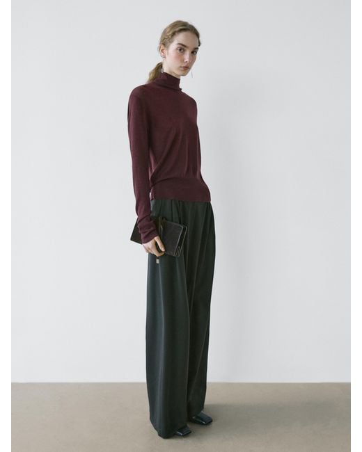 MASSIMO DUTTI Multicolor Wool Mock Turtleneck Knit Sweater