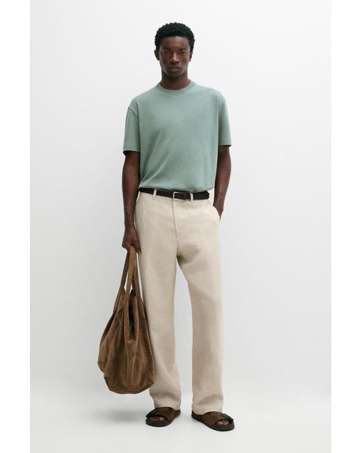 MASSIMO DUTTI Green 100% Cotton Short Sleeve T-Shirt for men