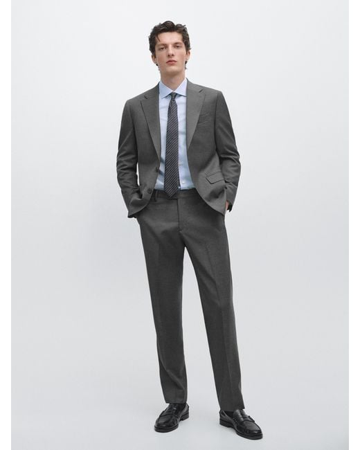 MASSIMO DUTTI Gray 100% Cool Wool Suit Blazer for men