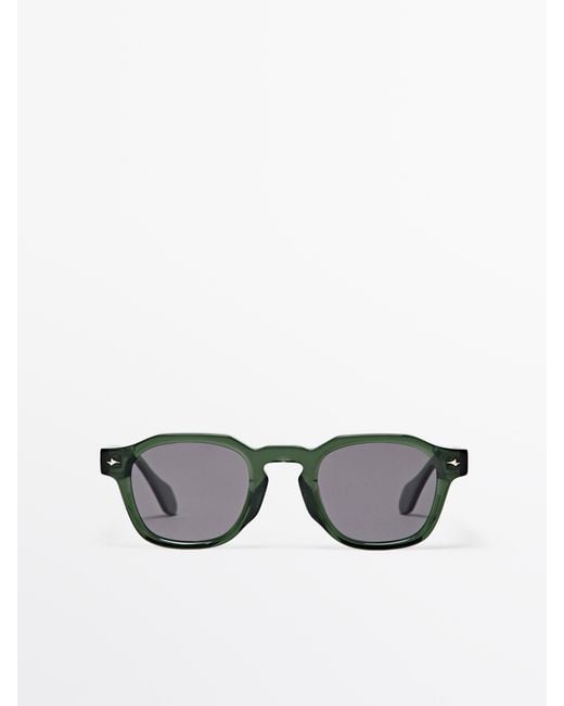 MASSIMO DUTTI Green Geometric Sunglasses for men