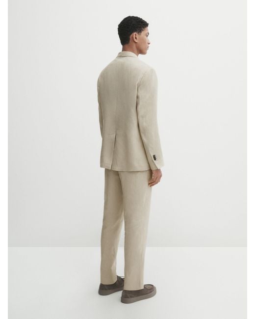 MASSIMO DUTTI White 100% Linen Suit Blazer for men