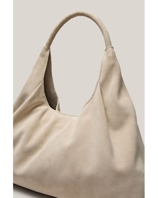 MASSIMO DUTTI Natural Medium Split Suede Leather Shopper Bag