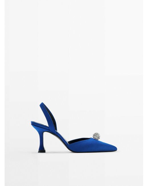 MASSIMO DUTTI High-heel Slingback Rhinestone Shoes - Studio in Blue | Lyst