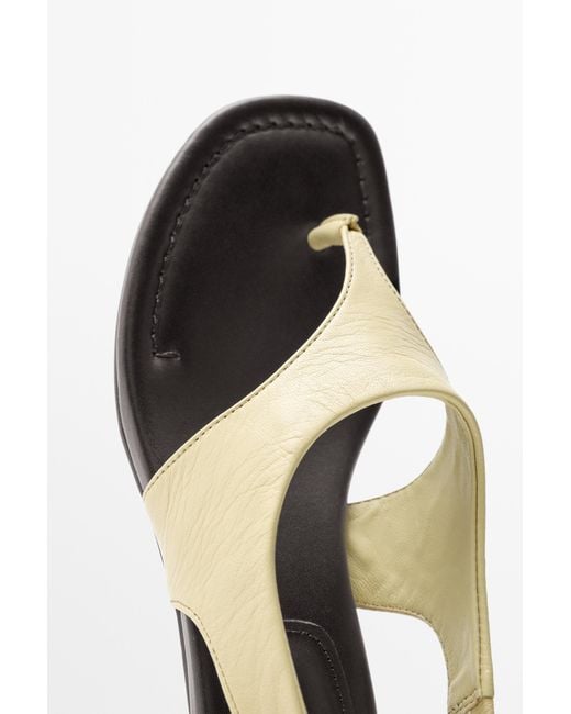 MASSIMO DUTTI Black Leather Sandals With Block Heel