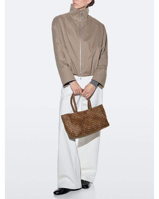 MASSIMO DUTTI White Medium Braided Nappa Tote Bag