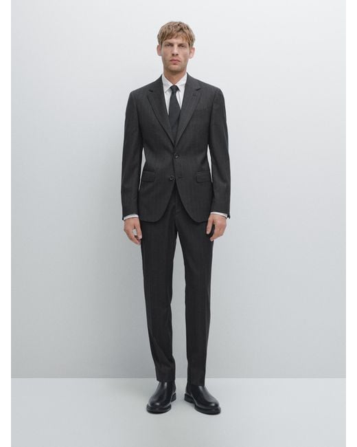 Americana Traje Raya Diplomática MASSIMO DUTTI de hombre de color Gray