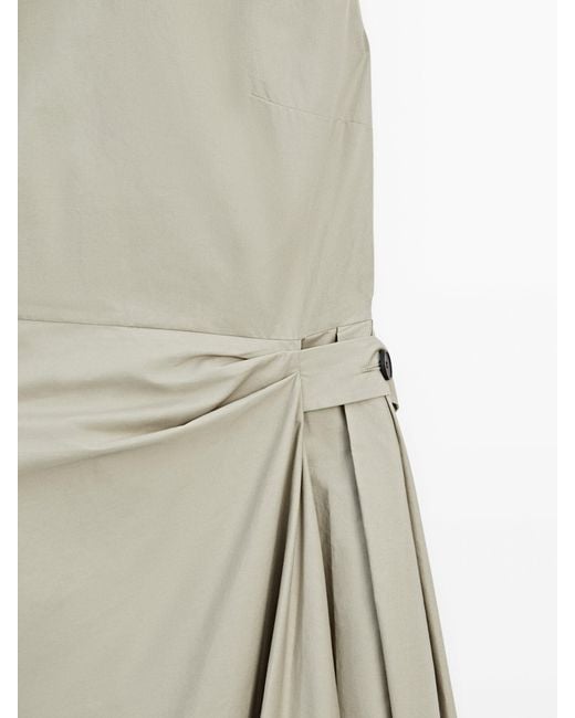 MASSIMO DUTTI Natural Poplin Dress With Knot Detail