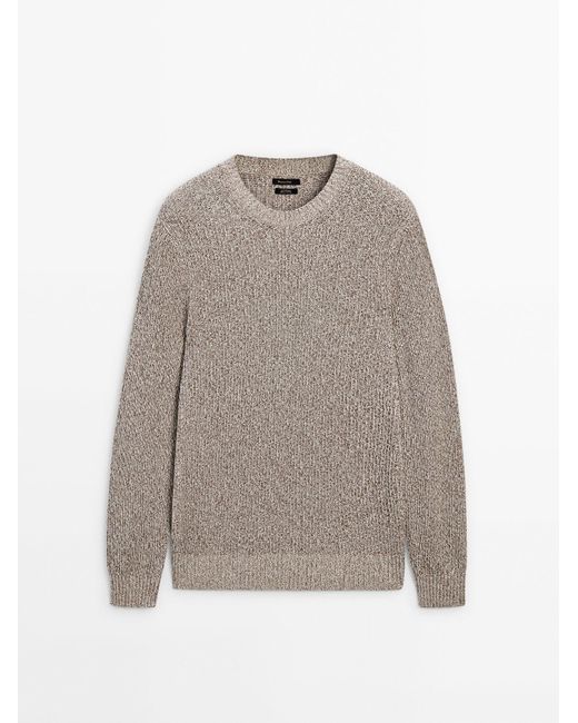 MASSIMO DUTTI 100 Katoenen Trui Met Ronde Hals in het Grijs voor heren Lyst NL