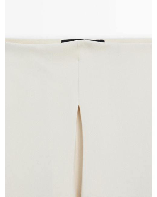 MASSIMO DUTTI White Wide-Leg Trousers With Darts And Hem Seam Detail