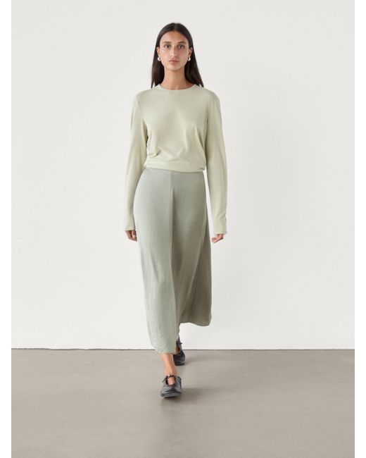 MASSIMO DUTTI Natural Satin Voluminous Co-Ord Midi Skirt