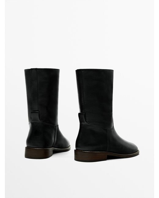 MASSIMO DUTTI Black Heeled Lined Ankle Boots