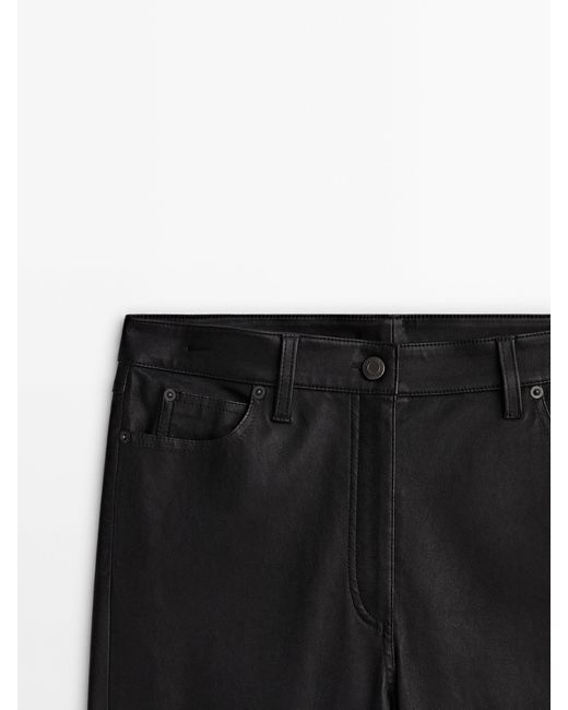 MASSIMO DUTTI Nappa Leather Leggings in Black