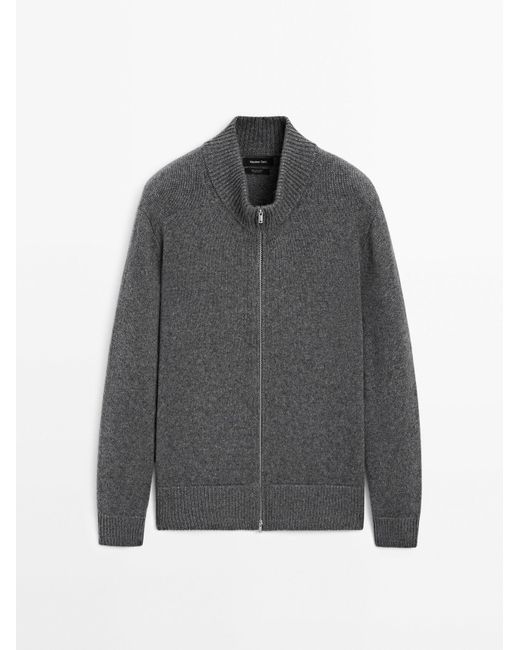 MASSIMO DUTTI Kasjmier Bombervest Rits in het Gray voor heren