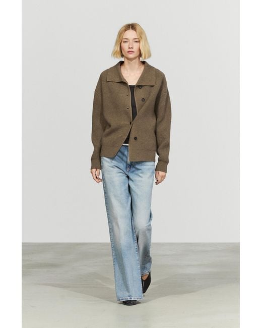 MASSIMO DUTTI Multicolor 100% Cashmere Side-Button Knit Cardigan