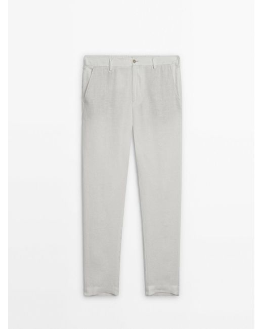 MASSIMO DUTTI Hose 100% Leinen in White für Herren