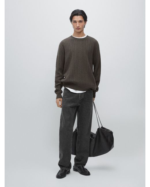 MASSIMO DUTTI Strickpullover Mit Strukturmuster in Gray für Herren