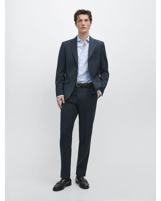 MASSIMO DUTTI Blue 100% Cool Wool Suit Blazer for men