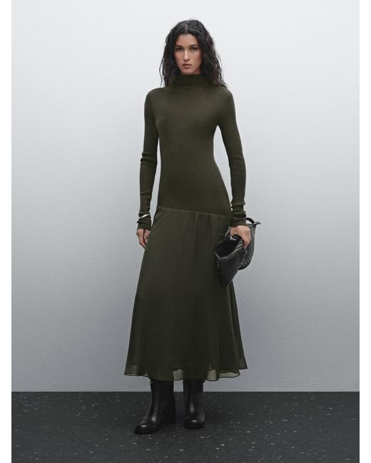 MASSIMO DUTTI Contrast Knit Dress in Black | Lyst UK