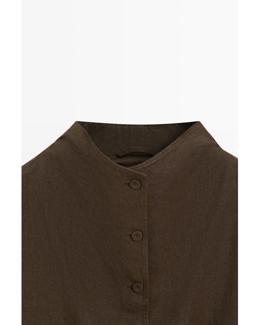 MASSIMO DUTTI Brown 100% Linen Bomber Jacket