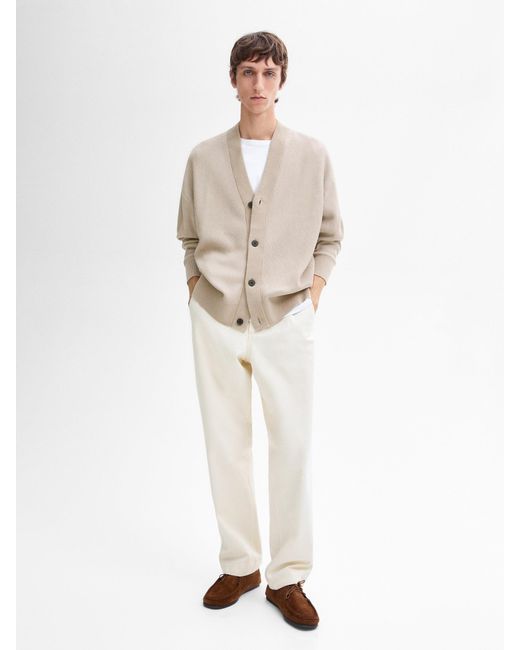 MASSIMO DUTTI White Cotton Knit Cardigan With Buttons for men