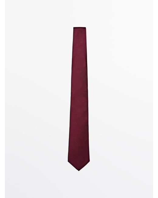 MASSIMO DUTTI Purple 100% Silk Textured Tie for men