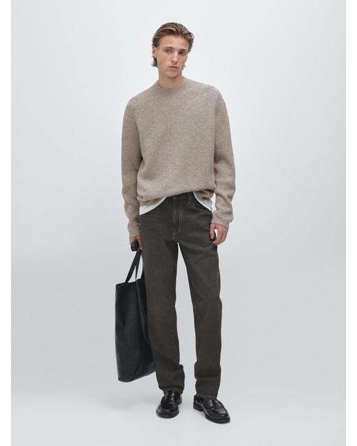 Pull À Col Montant En Maille De Laine Mélangée MASSIMO DUTTI pour homme en coloris White