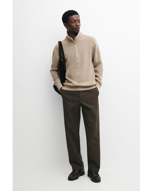 MASSIMO DUTTI Brown 100% Cotton Elasticated Waist Pants for men