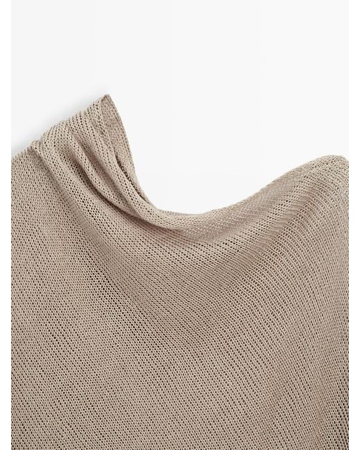 MASSIMO DUTTI Natural Linen Blend Knit Cape