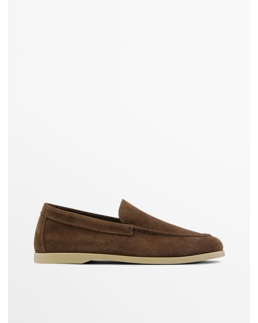 MASSIMO DUTTI White Soft Split Leather Loafers for men