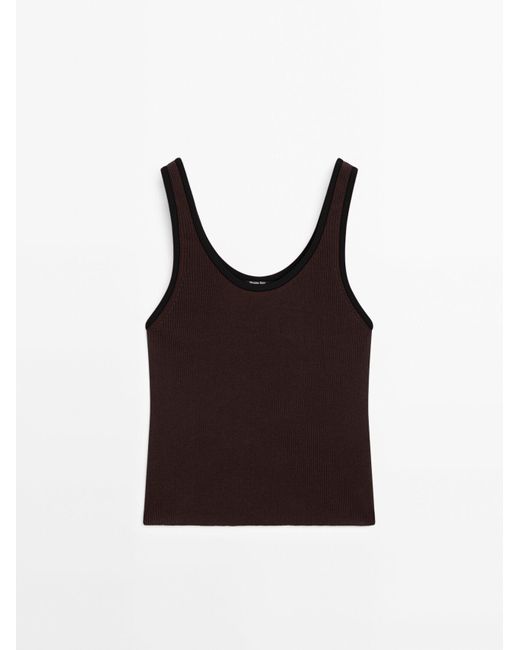 MASSIMO DUTTI Tricot Top Met Combi Biesjes in het Red