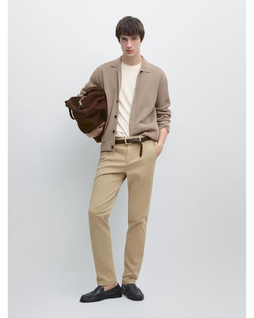 MASSIMO DUTTI White Slim-Fit Micro-Textured Trousers for men