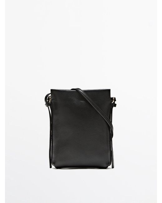 MASSIMO DUTTI Nappa Leather Mini Crossbody Bag in Black Lyst