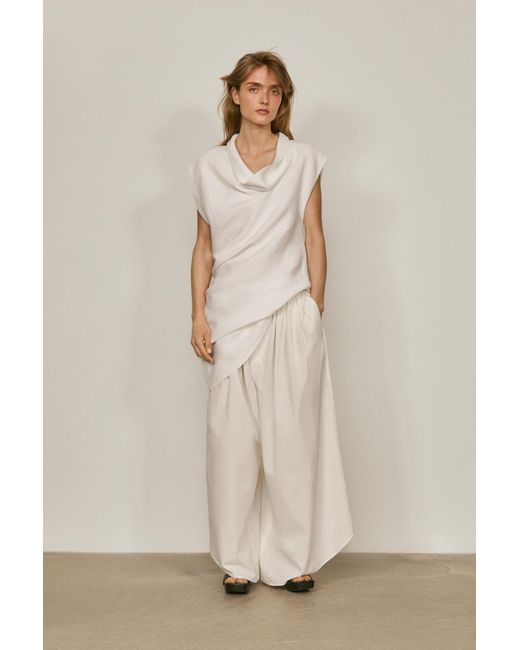 MASSIMO DUTTI White Culottes With Pleated Details
