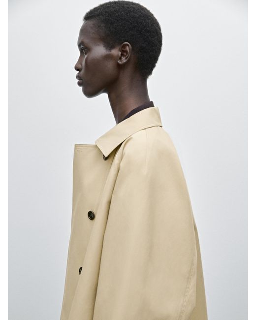MASSIMO DUTTI Natural Cotton Blend Trench Coat