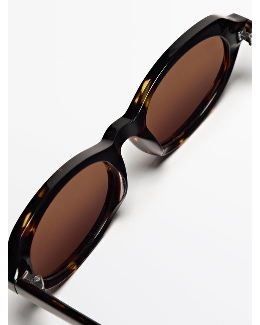 MASSIMO DUTTI Tortoiseshell-Effect Mini Oval Sunglasses in White