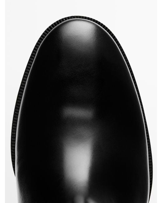 MASSIMO DUTTI Black Leather Riding Boots