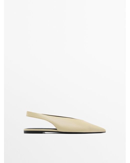 MASSIMO DUTTI White Slingback Ballet Flats With Pointed Toe
