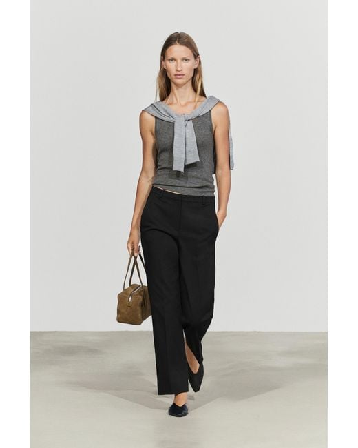 MASSIMO DUTTI Black Straight-Fit Stretch Pants