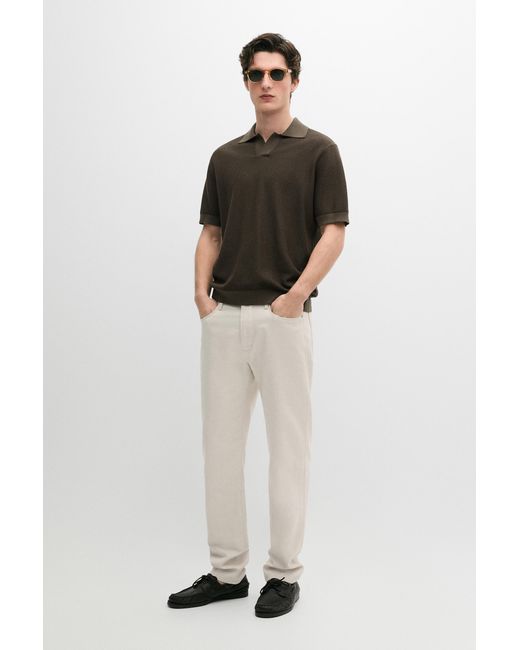 MASSIMO DUTTI Natural Tapered Fit Cotton Linen Jeans for men
