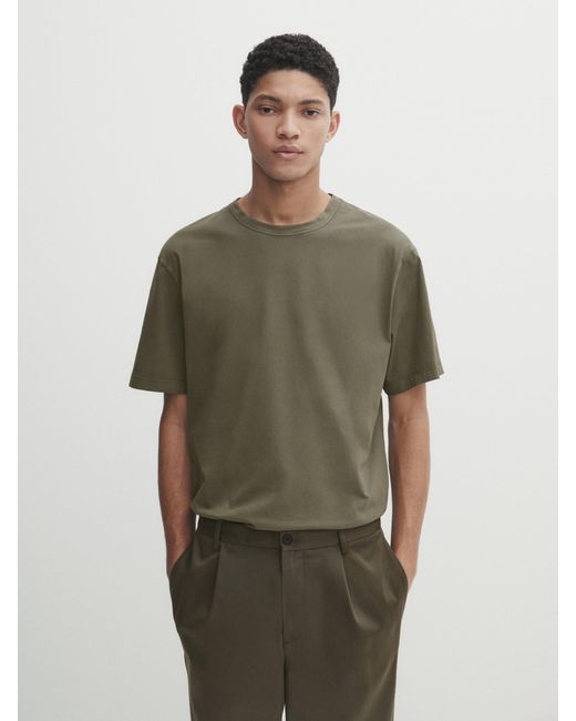 MASSIMO DUTTI T-Shirt Baumwolle Gefärbter Effekt - Grün - S in Green für Herren
