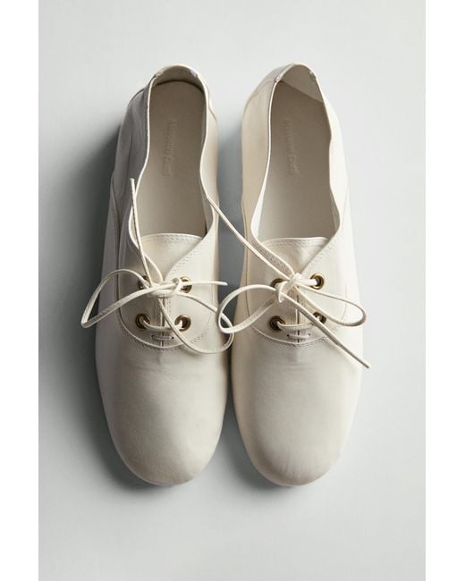 MASSIMO DUTTI White Soft Leather Lace-Up Shoes