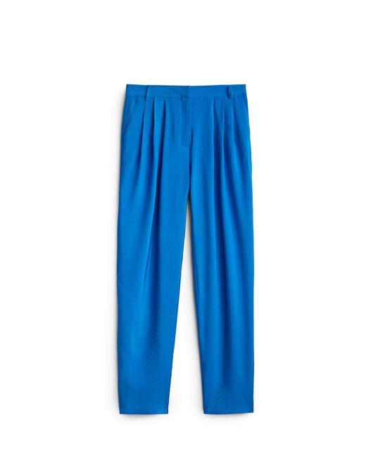 MASSIMO DUTTI Blue Flowing Trousers With Pleats - Studio