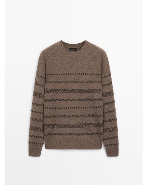 MASSIMO DUTTI Jacquard Tricot Trui Van Wolmix in het Multicolor voor heren